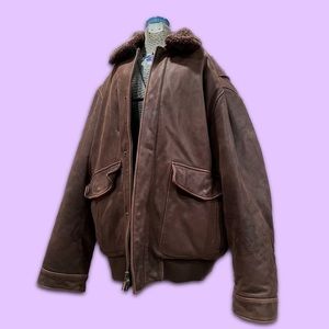 Eddie Bauer Aviator Leather Shearling Jacket
